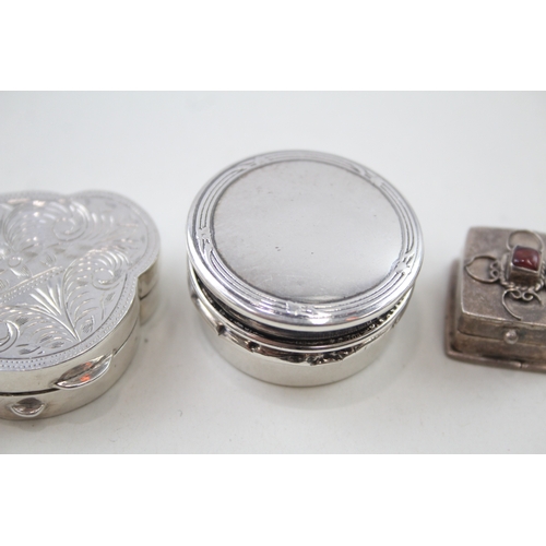 34 - 4 x .925 sterling silver pill / trinket boxes