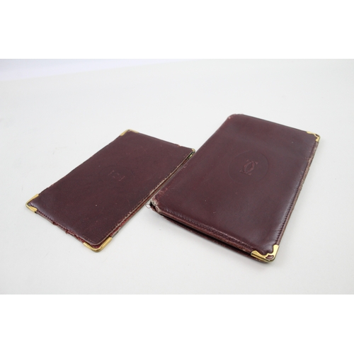 348 - Must De Cartier Burgandy Leather Document / Note Holders / Wallets Vintage x 2