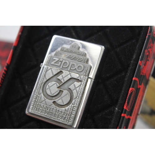 360 - Zippo Lighters Inc. 65th Anniversary 1997 & Harley Davidson 1994 Ltd Edition x 2