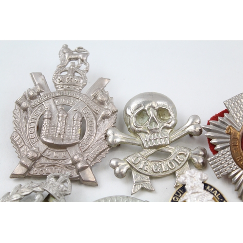 330 - Military Cap Badges Inc Royal Scots, KOSB, Royal Marines, Etc x 10