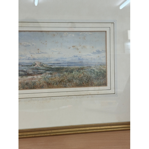 90 - Framed Signed watercolour depicting the Lighthouse St Annes on the Sea framed measures approximately... 