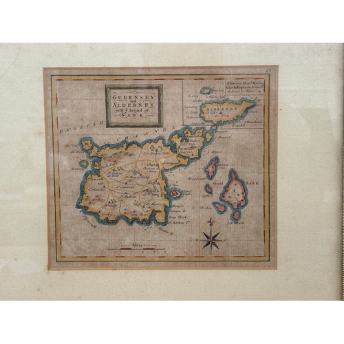 10 - Framed vintage guernsey and alderney with y island of sark map measures approximately 12 inches by 1... 