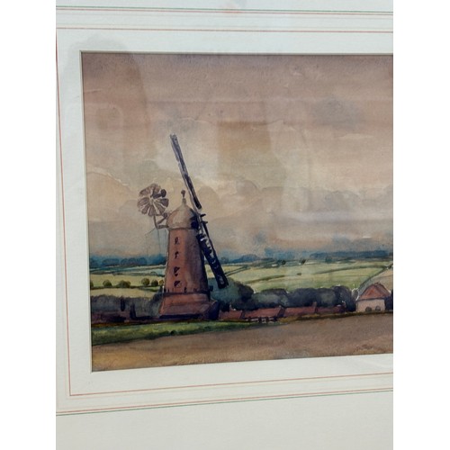 98 - Framed original signed painting depicting a wind mill signed J.H.Borrill 1933 measures approximately... 