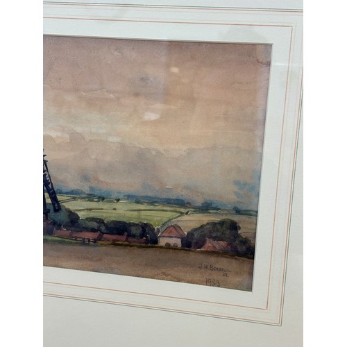 98 - Framed original signed painting depicting a wind mill signed J.H.Borrill 1933 measures approximately... 