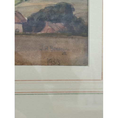 98 - Framed original signed painting depicting a wind mill signed J.H.Borrill 1933 measures approximately... 