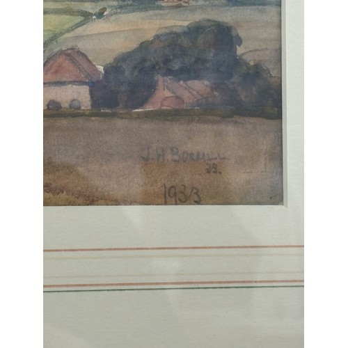 98 - Framed original signed painting depicting a wind mill signed J.H.Borrill 1933 measures approximately... 