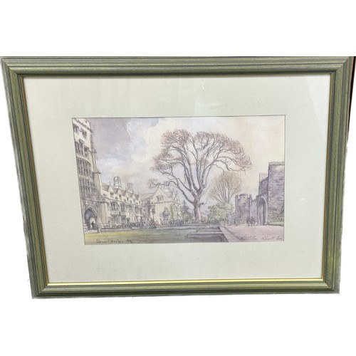 8 - New college Holywell Quad lithograph by Dennis Flanders  no 263/350, frame measures approximately 22... 