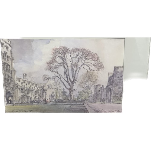 8 - New college Holywell Quad lithograph by Dennis Flanders  no 263/350, frame measures approximately 22... 