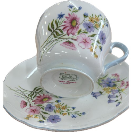 11 - Vintage Shelley Duchess 13401 trio set - Burgundy, Shelley Coffee Cup & Saucer Wild Flowers Fine Bon... 