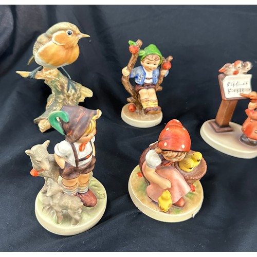 527 - Selection of vintage Goebel figures and one Capidmonte bird figure