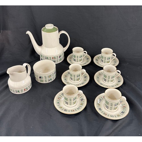 533 - Royal Doulton ' tapestry' pattern coffee set to include coffee pot, cups, saucers, milk jug and suga... 