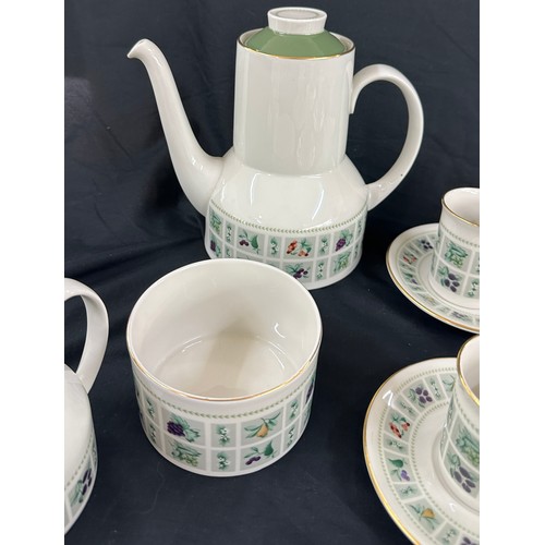 533 - Royal Doulton ' tapestry' pattern coffee set to include coffee pot, cups, saucers, milk jug and suga... 