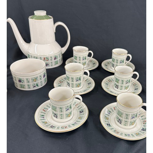 533 - Royal Doulton ' tapestry' pattern coffee set to include coffee pot, cups, saucers, milk jug and suga... 