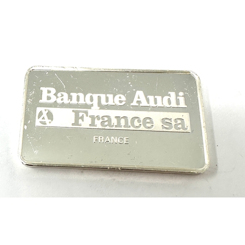 53 - Bullion silver ingot banque france audi weight approx 39g