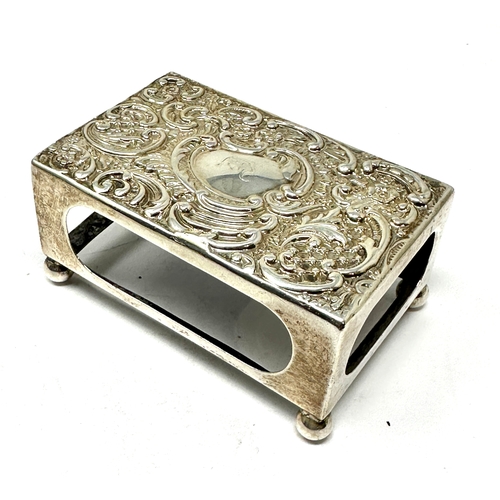 62 - Antique silver match box cover / stand weight 44g