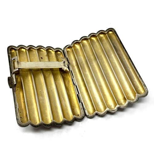 67 - Antique  silver cigar /cigarette case, of rectangular form, with six  chambers and gilt interior,