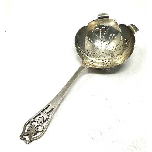 77 - Silver tea strainer spoon sheffield silver hallmarks makers edward viner weight 44g