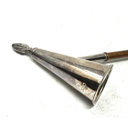 79 - Vintage silver candle snuffer wooden handle measures  approx 30cm long London silver hallmark