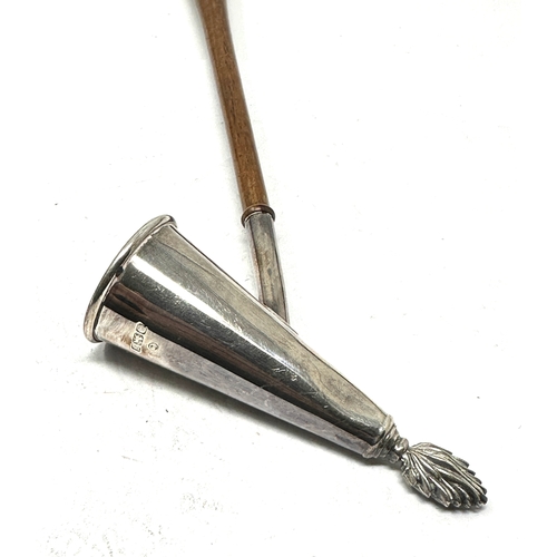 79 - Vintage silver candle snuffer wooden handle measures  approx 30cm long London silver hallmark