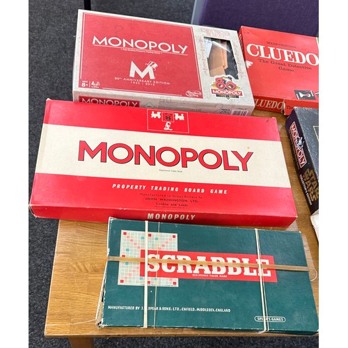 145 - Large selection of vintage games to include cluedo, monopoly, scrabble and puzzles