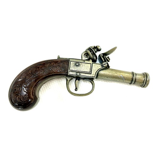 99G - Antique flintlock cannon barrel pocket pistol, ornamental purposes only