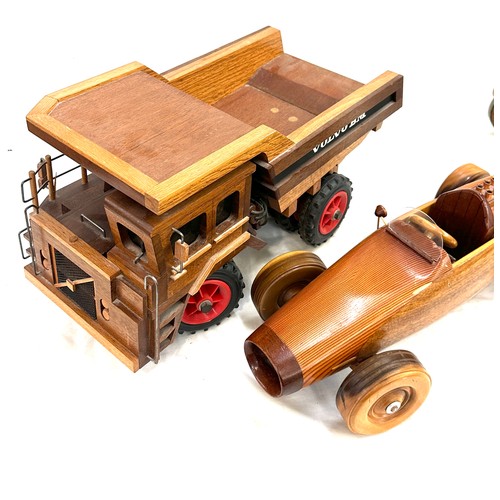 75 - Two wooden model cars, a/f