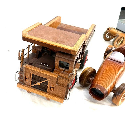 75 - Two wooden model cars, a/f