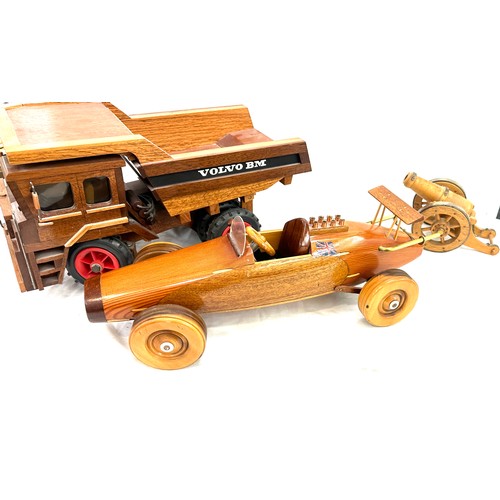 75 - Two wooden model cars, a/f