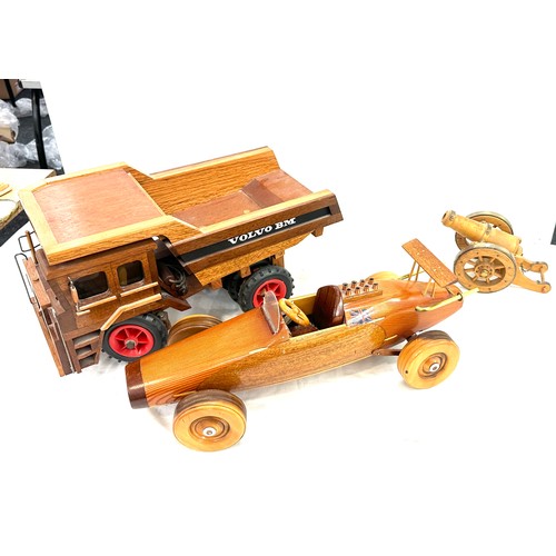 75 - Two wooden model cars, a/f