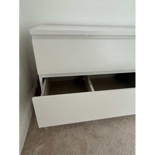 571 - 6 drawer white Ikea chest, Length 63 inches, Depth 19 inches, Height 30 inches, matching 2 drawer be... 