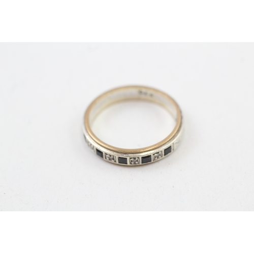 81 - 9ct gold diamond & sapphire half eternity ring (3.9g)