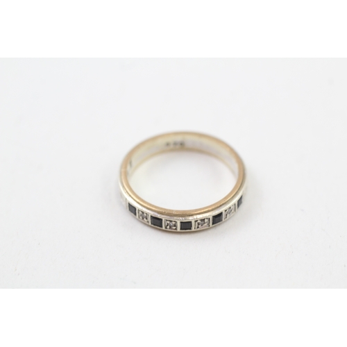 81 - 9ct gold diamond & sapphire half eternity ring (3.9g)