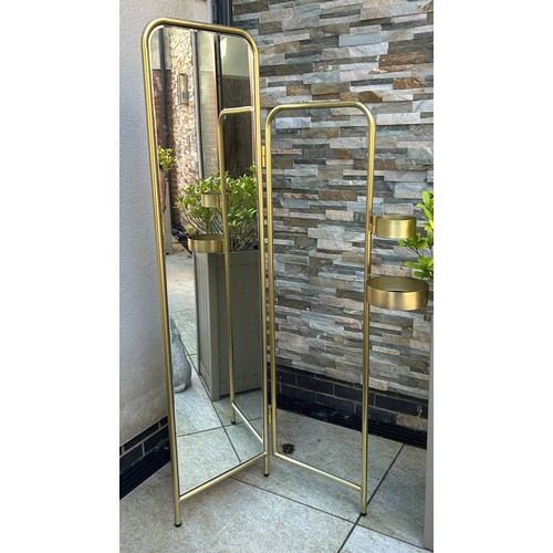 558 - Modern gold detail floor standing mirror, approximate measurements: Height 71 inches, Width 46 inche... 