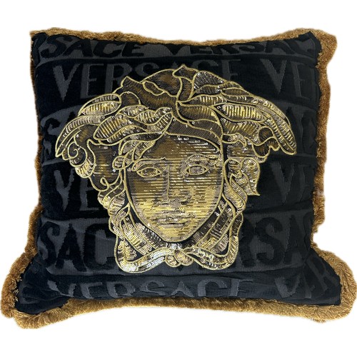 583 - Pair autentic Vesace throw cushions Medusa detailing, 16 inches square