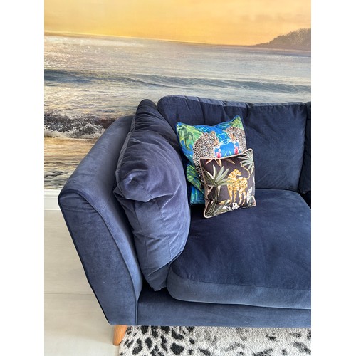 575 - Navy blue loose cushion large 2 seater sofa with scatter cushions, approximate measurements: Height ... 