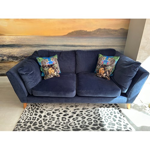 575 - Navy blue loose cushion large 2 seater sofa with scatter cushions, approximate measurements: Height ... 