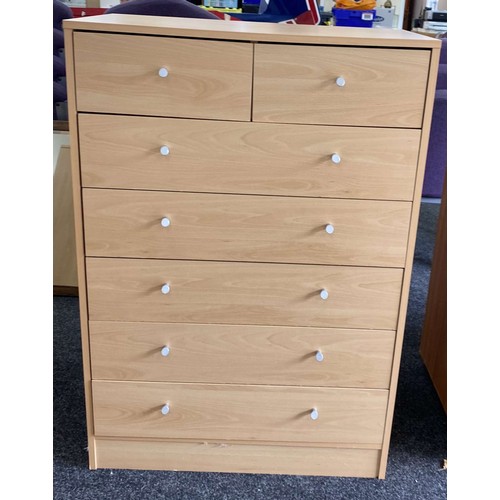 537 - 2 over 5  chest of drawers beech effect measures approx 16 inches deep, 29 wide and 43 tall