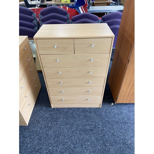 537 - 2 over 5  chest of drawers beech effect measures approx 16 inches deep, 29 wide and 43 tall