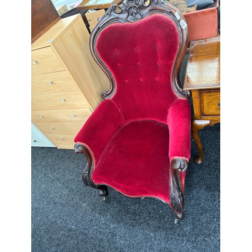 536 - Antique spoon back chair on casters