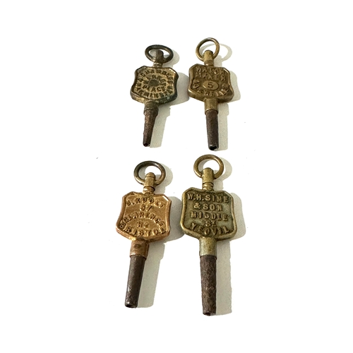 353 - 4 antique  advertising pocket watch keys