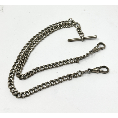 3 - Antique  silver double albert chain weight 45g