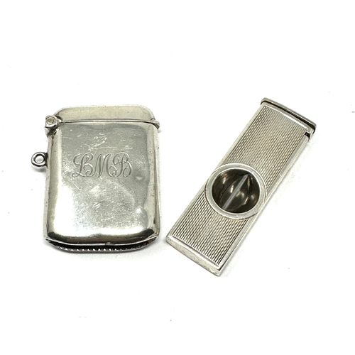 5 - Antique silver vesta case & silver cigar cutter