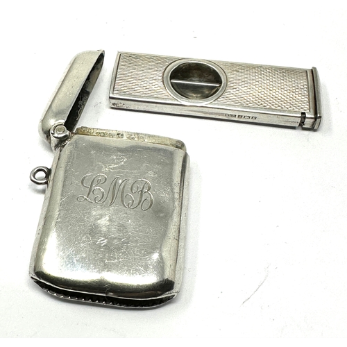 5 - Antique silver vesta case & silver cigar cutter