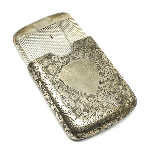 8 - Antique double cased cigar / cigarette case Birmingham silver hallmarks weight 94g