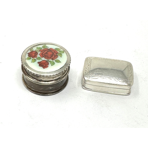 14 - 2 vintage silver pill boxes inc enamel