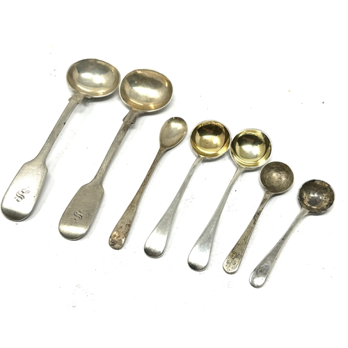 15 - Selection of antique silver mustard & salt spoons