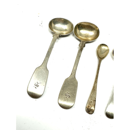 15 - Selection of antique silver mustard & salt spoons