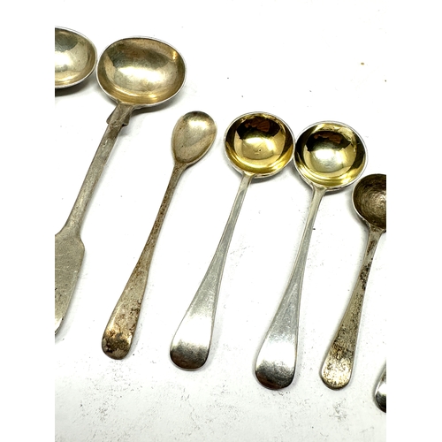 15 - Selection of antique silver mustard & salt spoons