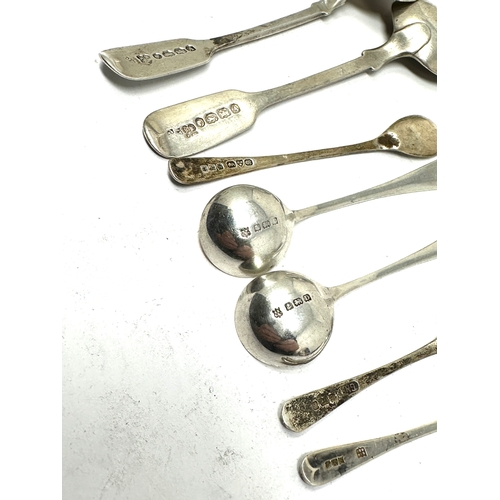 15 - Selection of antique silver mustard & salt spoons