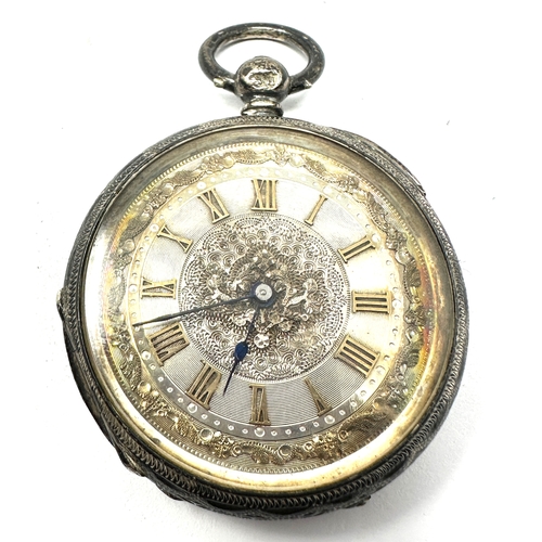 357 - Antique silver dial fob watch the watch is ticking